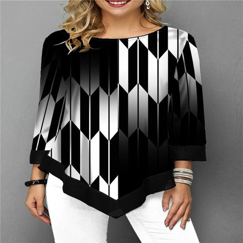 Women's Summer Casual Loose Top with Long Sleeves - Fashion Ladies Blouse