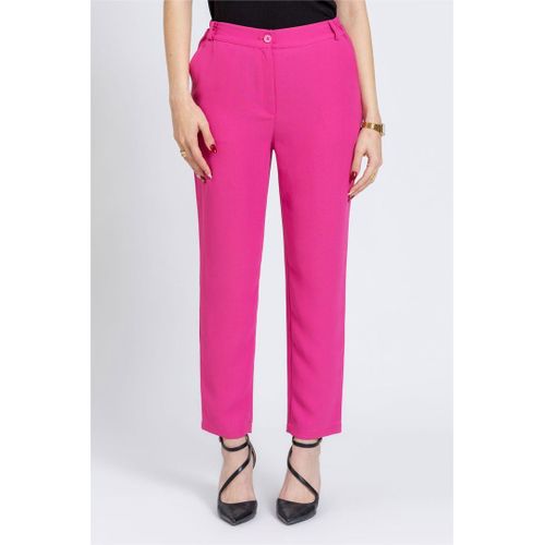product_image_name-Esla-Side Pockets Plain Straight Pants - Hot Pink-2
