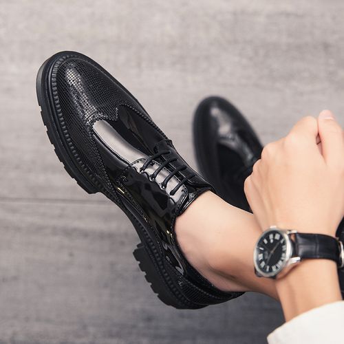 Men's Pointed Toe Shiny Leather Shoes Men's Business