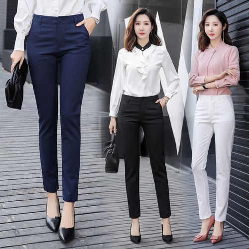 Fashion (5484 Blue)High Waist Office Lady Pants Korean Fashion Ladies  Full-length Straight Pants Women Formal Work Wear Solid Trousers WEF @ Best  Price Online