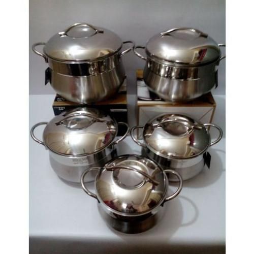 اشتري Bonera Stainless Steel Cookware Set - 10 Pcs - Silver في مصر