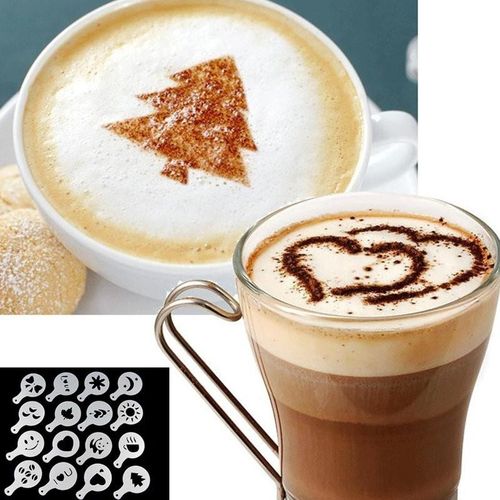 16pcs Coffee Stencil Cafe Barista Tools Latte Art Maker Cappuccino  Accessories