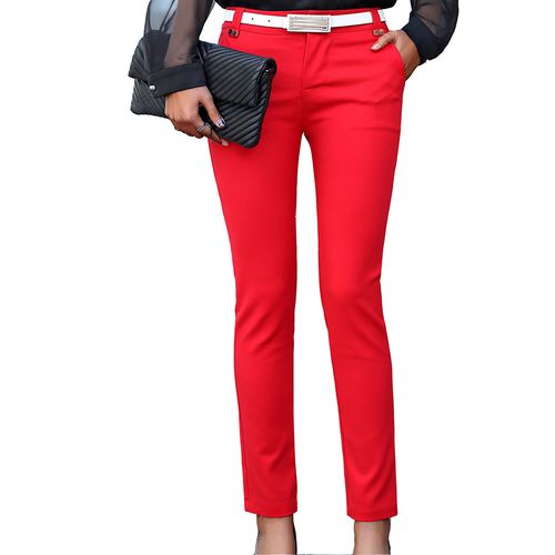 Fashion (Type 1 Red)Pants Women Pencil Trousers High Waist Ladies