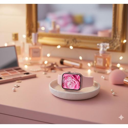 product_image_name-Modio-ساعة ذكية فاخرة بشحن لاسلكي، هيكل ألومنيوم خفيف الوزن، 36 مم، سوار مريح، شاحن ودليل المستخدم. أداء ثابت وتصميم أنيق باللون الوردي. MW09 MINI-6