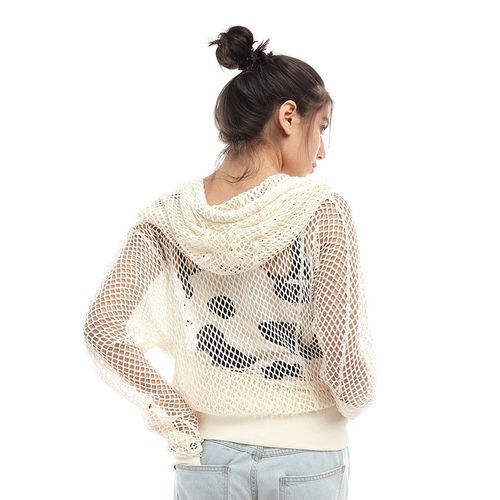 Ravin Set of Perforated Jacket &amp; Printed Tank Top - Off White