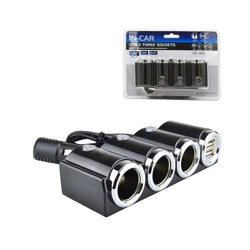 product_image_name-Generic-Car Lighter Joint 3 Pin 2 USB 12 Volt-1