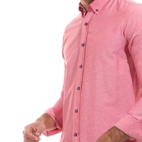 product_image_name-Generic-سوت شوب قميص كاجوال سادة بزرار أسفل الياقة قصة سلم بطيخى للرجال-4