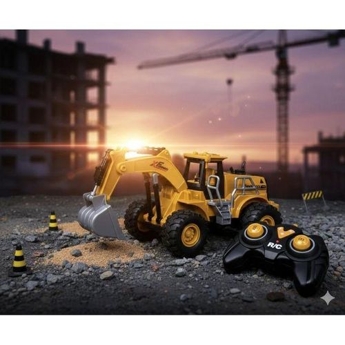 product_image_name-Generic-حفارة بجهاز تحكم عن بعد – سلسلة مركبات هندسية موديل XF – أضواء ودخان واقعي – بطارية قابلة لإعادة الشحن + كابل USB – ذراع ودلو متحرك – 15.5 سم – لعبة بناء للأطفال عمر 3+ – قد يختلف اللون قليلاً-1