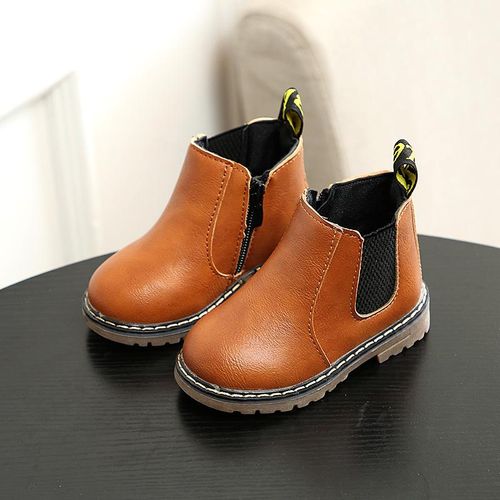 Buy Fashion Brown-Autumn Winter Children's Shoes Boy's Leather Short Boots British Girl's Single Retro Martin TrenProduct in Egypt