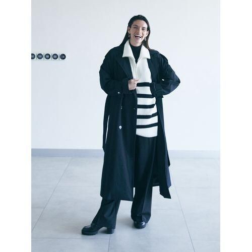 High Collar Striped Oversize Women's Knitwear Sweater