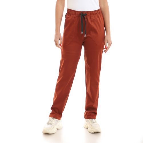 Buy Izor Rectangular Patch Pocket Plain Pants - Burnt Orange in Egypt