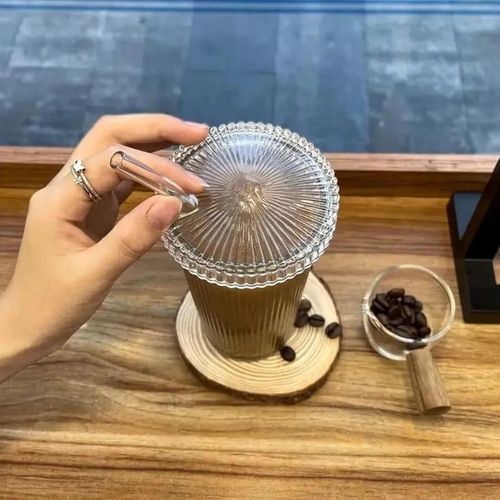 product_image_name-Generic-كوب زجاجي ستايلش مع غطاء وشفاطة، مخطط للقهوة المثلجة، كوب قابل لإعادة الاستخدام للعصير والشاي والماء والكوكتيلات، ستايل فينتج للسفر للمنزل والمكتب، سعة 500 مل-3