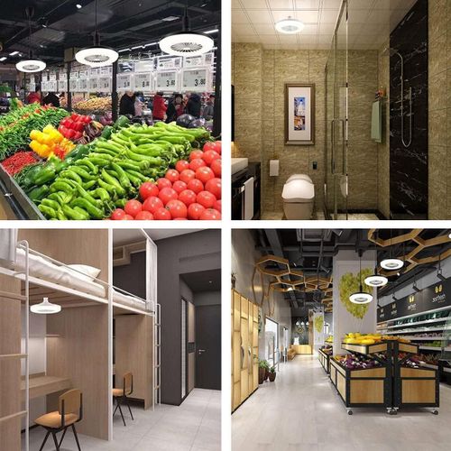 product_image_name-Generic-مروحة سقف من ميجالوز تيانلاي مع إضاءة ليد، توصيل E27، 11 بوصة، أبيض بارد، شفرات داخلية، مروحة سقف بسرعة واحدة ومحرك هادئ (أبيض)، LV30W01-4