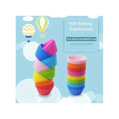 product_image_name-Generic-FALMER 24Pieces Of Reusable Silicone Muffin Cupcake Cups, 7Cm Multicolored-5
