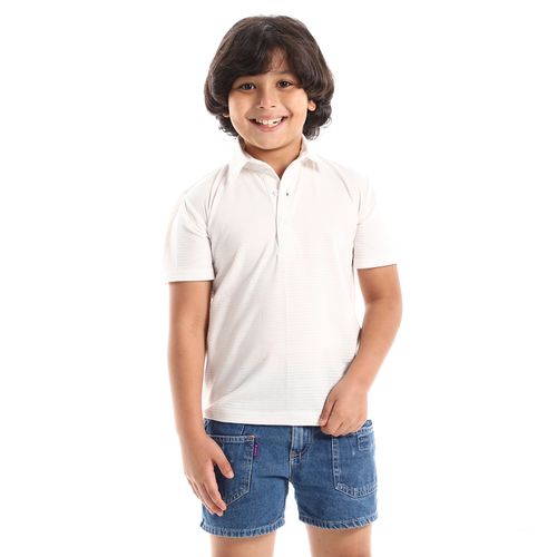 اشتري Kady Boys Self Strips Polo Shirt - Off White في مصر