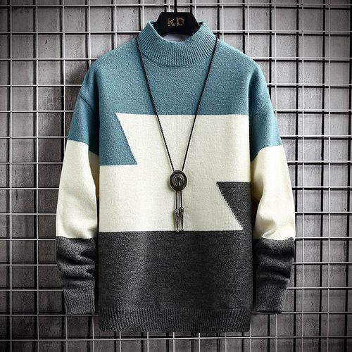 White Casual Turtleneck Sweaters Men Pullovers Autumn Winter