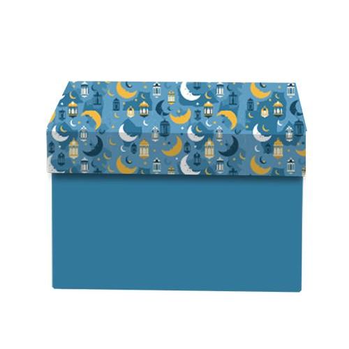 product_image_name-Generic-Gift Box Ramadan with Lid, Blue, Moon and Lantern Theme, Size (25x18x9)-1