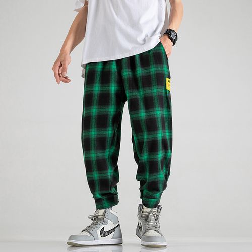 Plaid cheap joggers mens