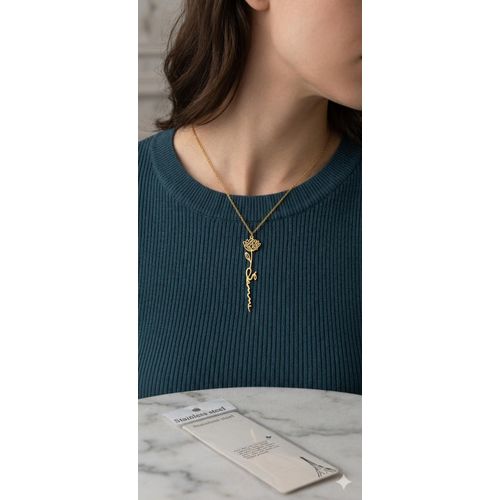product_image_name-VILLMAR-سلسلة "وردة الجوري" الذهبية بتصميم انسيابي – ستانلس ستيل (قطعة فنية فريدة)-2