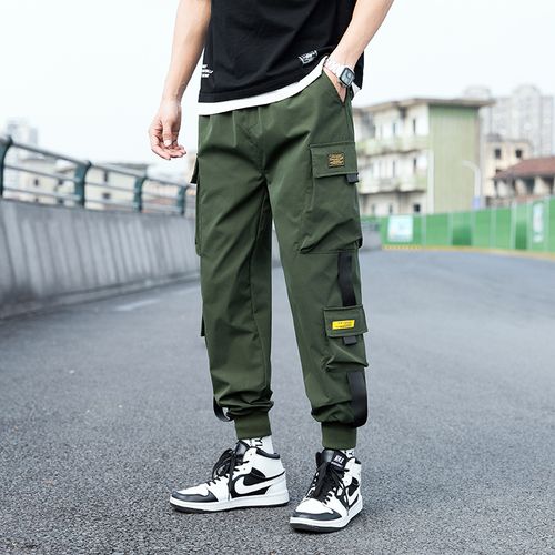 Fashion (D11 ArmyGreen)Oversized Men Cargo Pants Streetwear Black