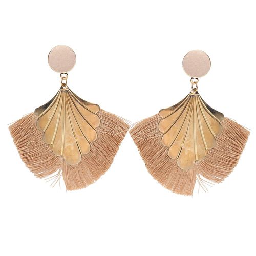 Fan shaped tassel earrings store