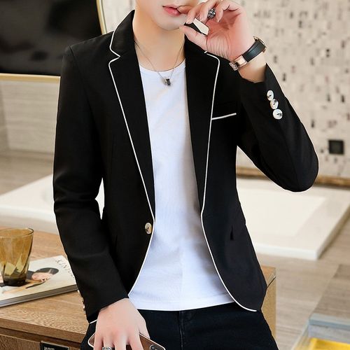 Fashion Black 2022 Men s Spring New Casual Handsome Slim Fitting Suit Trendy Youth Single Button Trim Blazers WEF Best Price Online Jumia Egypt