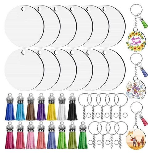 30 Pcs Sublimation Keychain Blank Bulk 6 Shapes Sublimation Print Blank  Heat Transfer Keychain Set for DIY Making Crafts