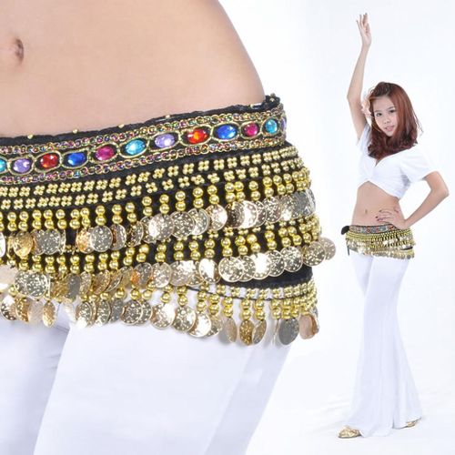 Generic Ladies Girls' Belly Dance Belt Hip Scarf With Gold Coins Dangle  Black @ Best Price Online