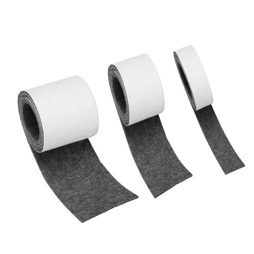 3 Packs Heavy Duty Felt Strip Roll with Adhesive Backing Self Adhesive Felt  Tape Black 