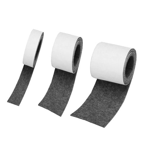 3 Packs Heavy Duty Felt Strip Roll with Adhesive Backing Self Adhesive Felt  Tape Polyester Felt Strip Rolls for Protecting Furniture Hard Surfaces  Black 