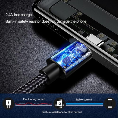 product_image_name-Yesido-كابل شحن USB إلى USB-C من ييسيدو CA57 بقوة 2.4A، بطول 1.2 متر-3