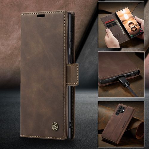 CaseMe Samsung Galaxy S23 Ultra Retro Flip Leather Wallet Case