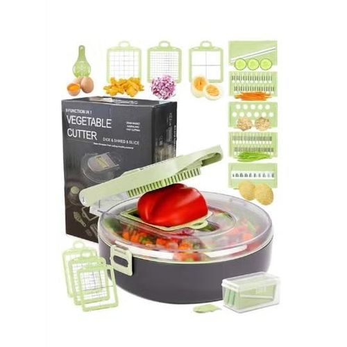 Generic 9-in-1 Multifunctional Vegetable Chopper & Kitchen Slicer Set with Drain Basin, Dicer, Grat...