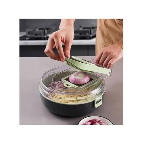 Generic 9-in-1 Multifunctional Vegetable Chopper & Kitchen Slicer Set with Drain Basin, Dicer, Grat... - image 3