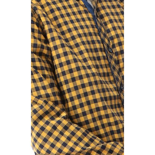 Ravin Plaided Buttoned Mustard Casual Shirt