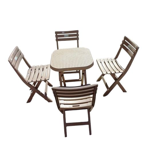 product_image_name-Generic-طقم كراسي فيرو من البلاستيك عالي الجودة 4 قطع مع ترابيزة حديقة وشرفة، اسود، البولي بروبلين-1