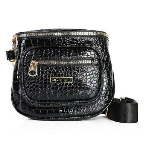 Buy Silvio Torre Shiny Crocodile Leather Cross Bodybag - Black in Egypt