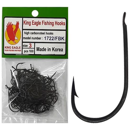 King Eagle 100 Fishing Hooks King Eagle Korea Size 3 Black @ Best Price  Online