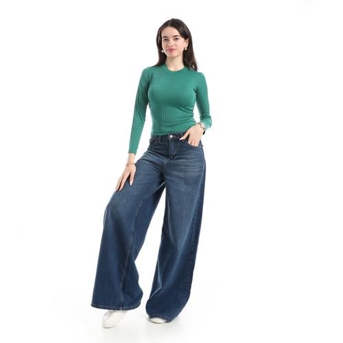 product_image_name-Andora-Green Long Sleeve Ribbed Top-5