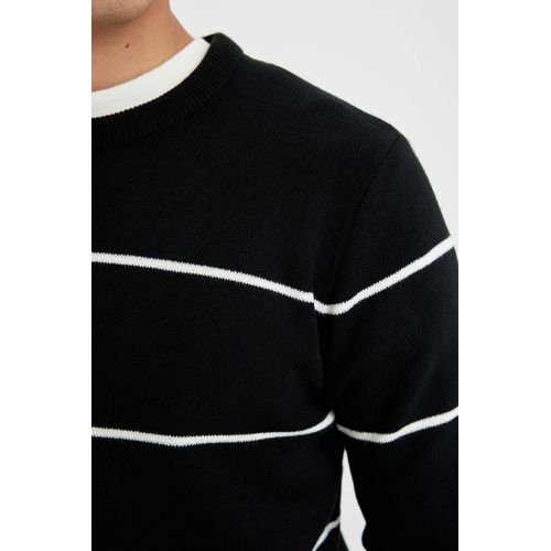 product_image_name-Defacto-بلوفر مخطط تريكو بيزك قصة عادية برقبة مستديرة-3