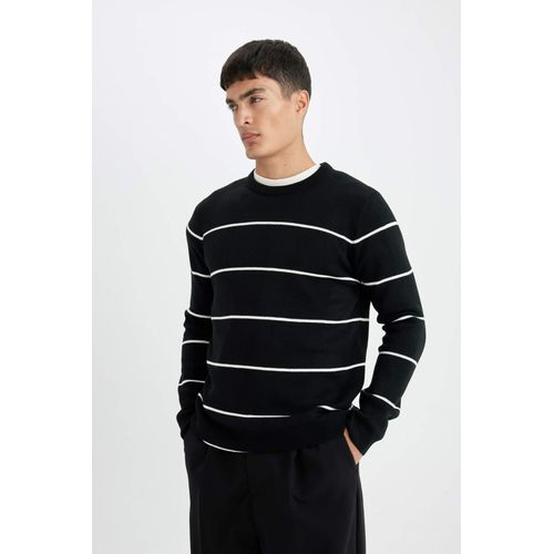 product_image_name-Defacto-بلوفر مخطط تريكو بيزك قصة عادية برقبة مستديرة-5