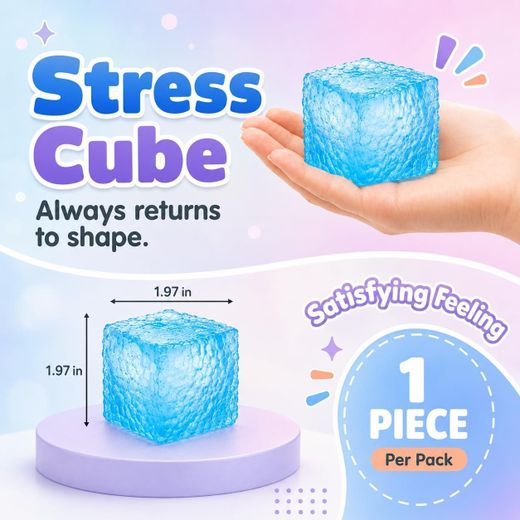 Generic Honeycomb Stress Cube Squishy Toy, 5cm (1.97") Slow Rising Fidget Stress Ball, Textured Sensory Squeeze Cube for Adults & Kids, Soft Stress Relief Toy for Focus, Relaxation & Desk Play (Blue) - image 3