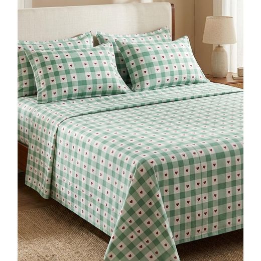 Generic King size flat sheet set.( 4 pieces),  Al-Amiriya cotton,(white color, heart design), (flat size 240*260 )  Pillow length 160 cm - image 2