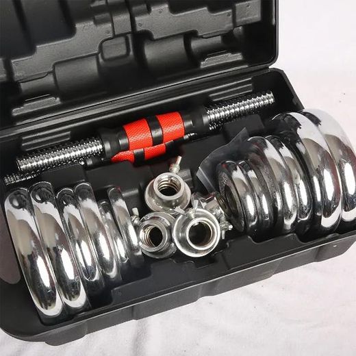 Generic 30 Kg Adjustable Chrome Dumbbell and Connecting Rod Set for Weightlifting Workouts - image 2