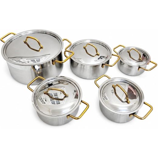 Generic Viola 10 Piece Turkish Stainless Steel 304 High Quality Cookware Set (Golden Handle) - image 2