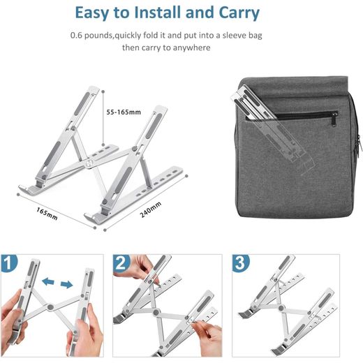 Generic Adjustable Laptop Stand - Portable Aluminum Laptop Holder for Desk - image 3