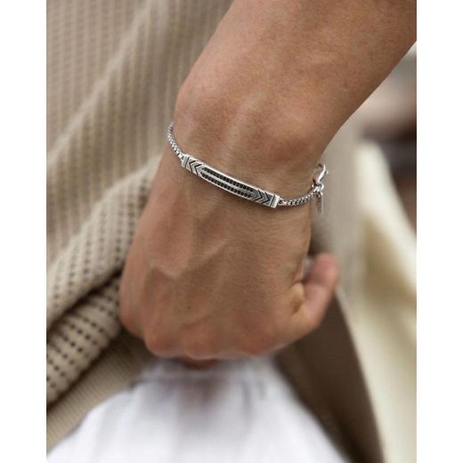 Generic Modern Black Spinel Bar Bracelet with Venetian Box Chain - image 2