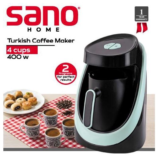 Sano Home Turkish Coffee Maker 4 Cups Anti-Overflow Sensor 400 Watt