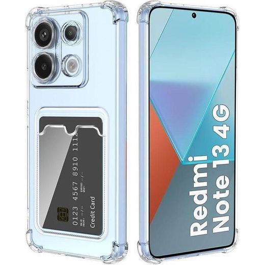 Case For Xiaomi Redmi Note 13 4G Protective Case With Card Slot, Transparent Silicone TPU Mmobile Phone Case, Thin, Soft, Shockproof Bumper Wallet Cover