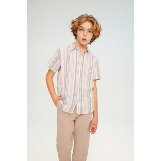 Defacto Boy Polo Neck Regular Fit Short Sleeve Shirt - Ecru